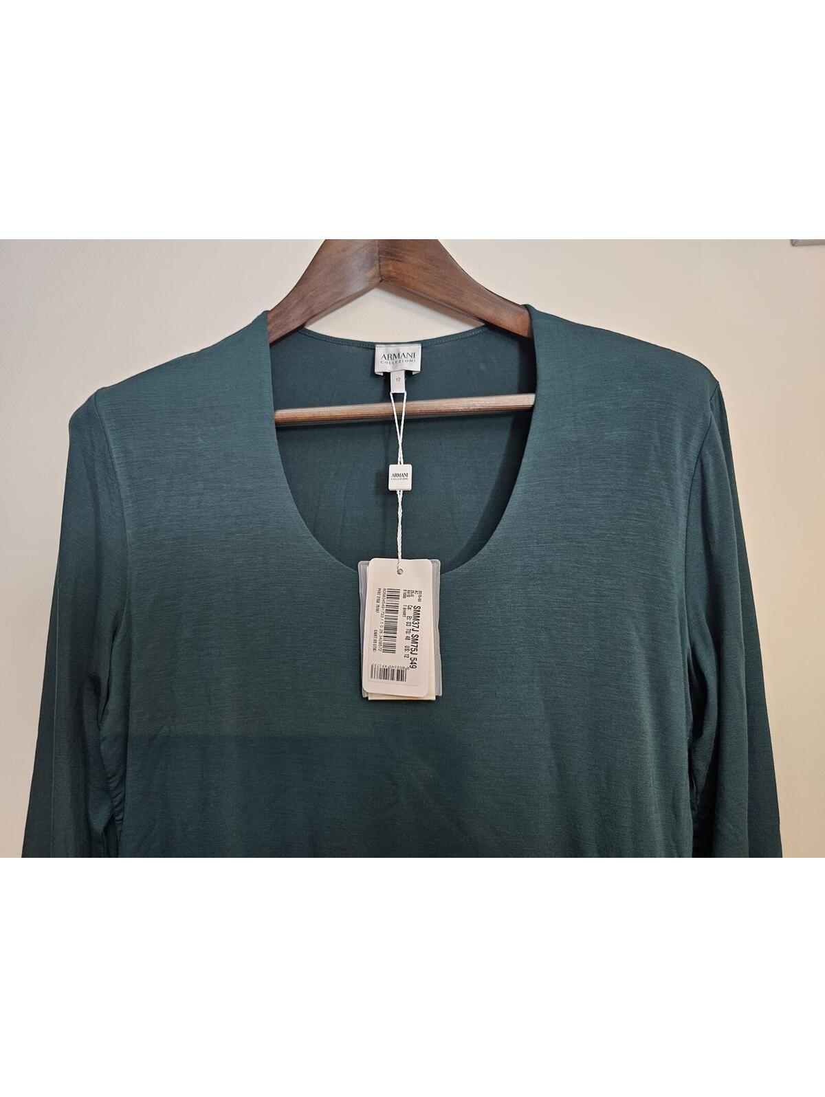 Nwt Armani Collezioni Blouse Hunter Green Women 12 Scoop